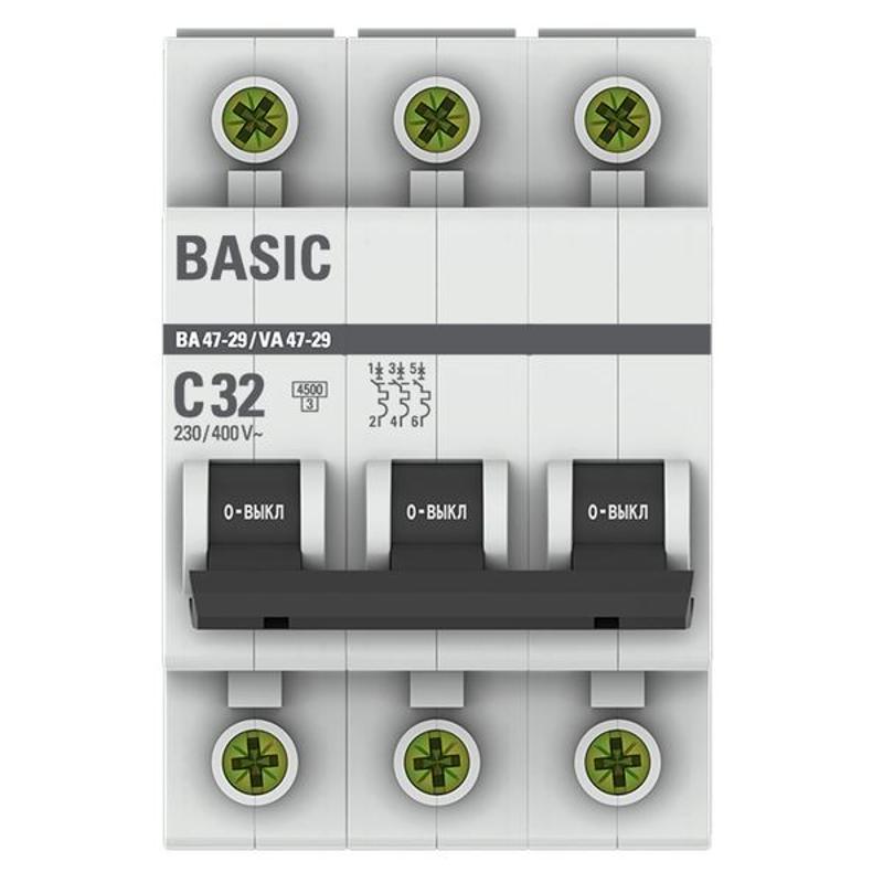 Выключатель автоматический трехполюсный ВА 47-29 32А C 4,5кА Basic | mcb4729-3-32C | EKF — миниатюра 4