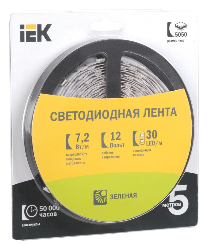 Лента светодиодная LSR-5050G30 7,2Вт 12В зеленый IP20 5м | LSR2-5-030-20-1-05 | IEK — миниатюра 2