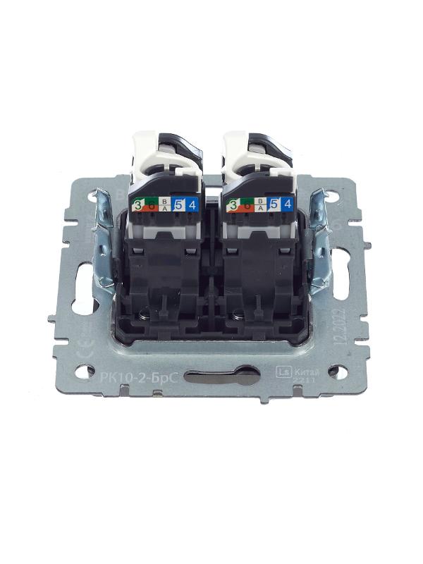 BRITE Розетка компьютерная 2-ая RJ45 кат.5E РК10-2-БрС сталь  | BR-K20-1-K46 | IEK — миниатюра 11