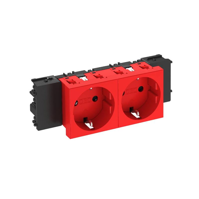 Розетка двойная 0° Modul45connect с з/к, 250 В, 16A (красный) (STD-D0C SRO2) | 6120368 | OBO Bettermann — OBO Bettermann