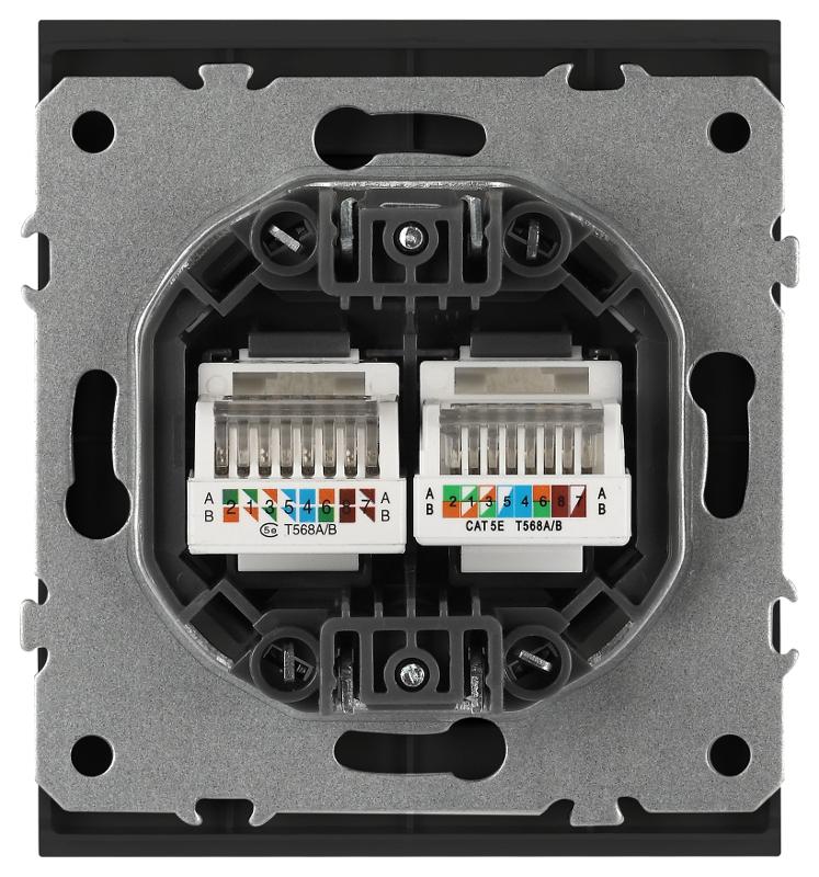 Розетка Arktik 16-3108-05 информационная двойная 2XRJ45 антрацит | Б0070488 | ЭРА — миниатюра 4