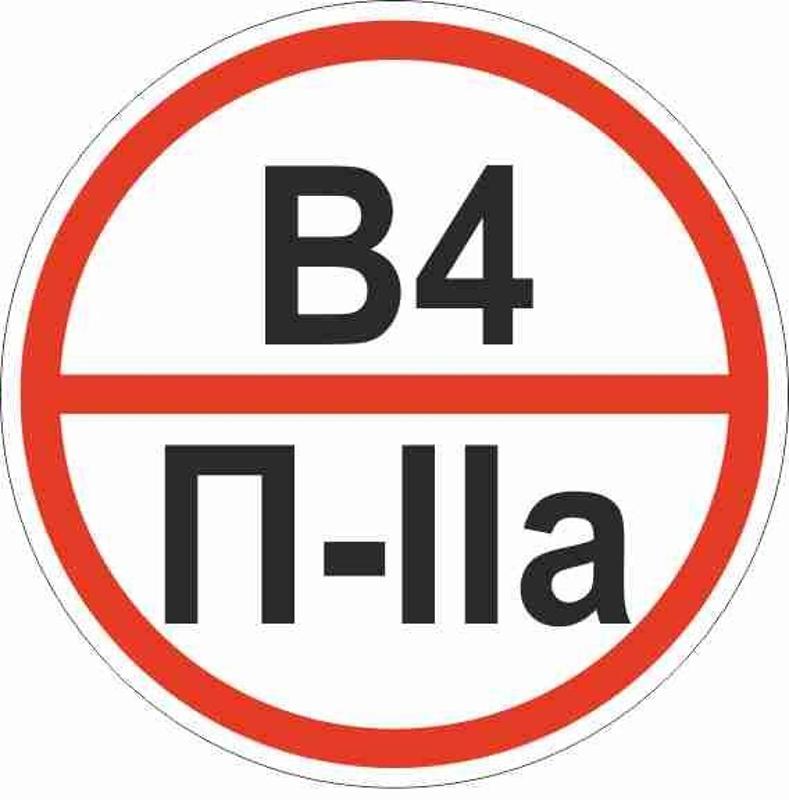 Знак "Категории помещения по взрывопожарной и пожарной опасности В4 П-IIа" 200х200 мм | pn-b4-p-lla | EKF — EKF