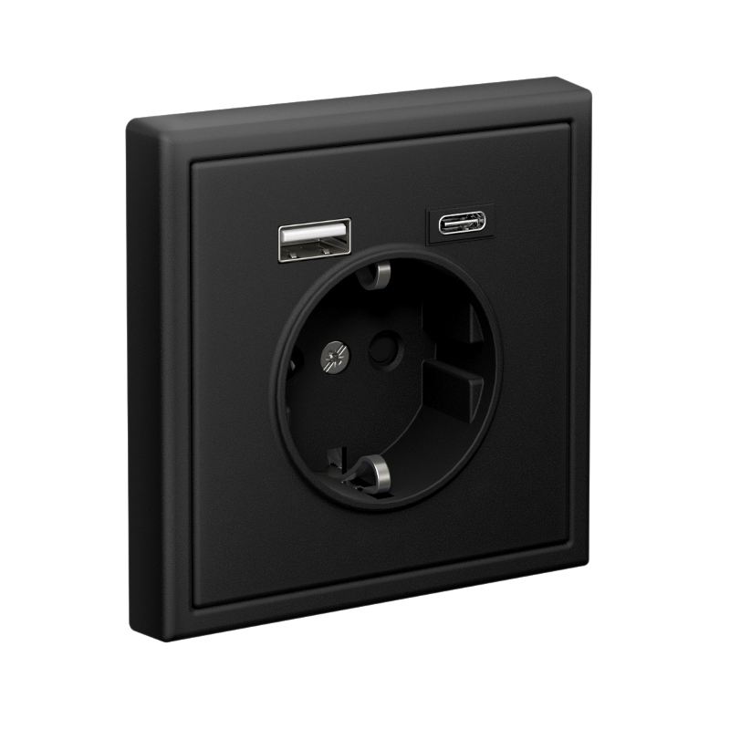ArtGallery Карбон Розетка 16А с 2 USB A+C, 5В/2,4А/3,0А, 2х5В/1,5А, механизм | GAL001032 | SE — миниатюра 4