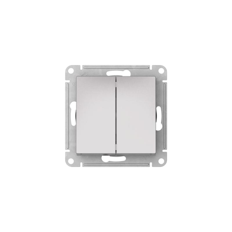 AtlasDesign Aqua Алюминий Выключатель 2-клавишный IP44,сх.6, 10АХ,механизм, быстрозажимные клеммы | ATN440351S | SE — миниатюра 3