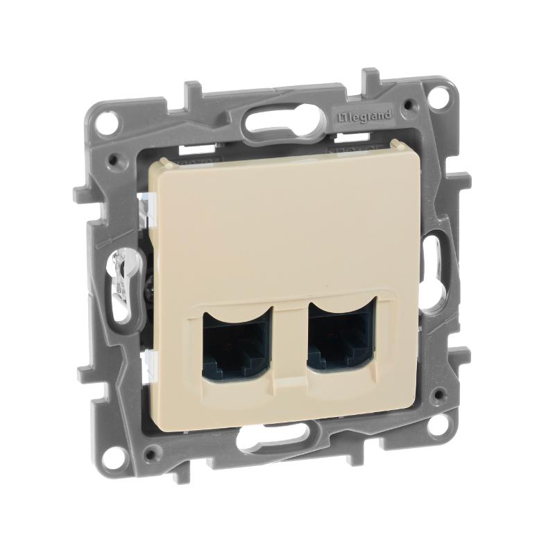 Etika Слоновая кость Розетка компьютерная 2-ая RJ45, категория 6 UTP | 672354 | Legrand; замена на арт. ИЭК 6723541 — Legrand