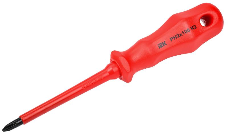 Отвертка диэлектрическая PH2х100 K2 ARMA2L 3 | A2L3-SC30-K2-PH-20-100 | IEK — миниатюра 1
