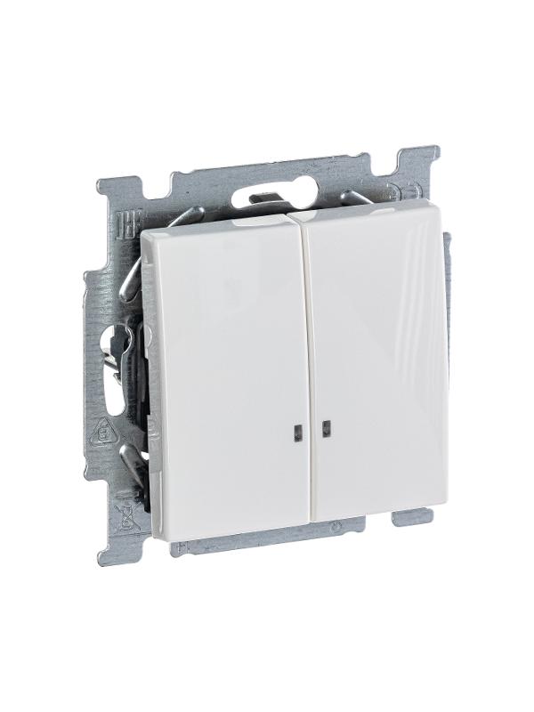 ABB Basic 55 Альп. белый Выключатель 2-клавишный с подсветкой | 1012-0-2154  | 2CKA001012A2154 | ABB — миниатюра 2