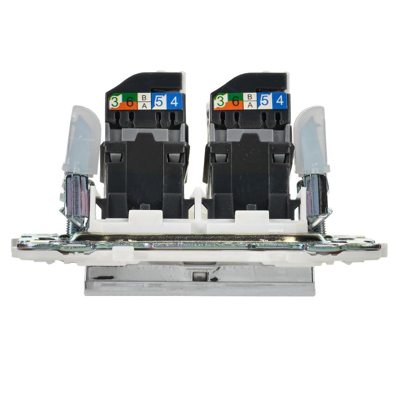SKANDY Розетка компьютерная 2-местная RJ45 кат.5E SK-K03N никель | SK-K20-1-K50 | IEK — миниатюра 4