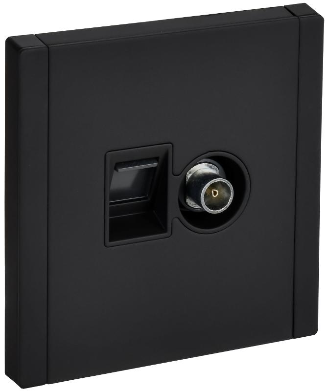 FORTE&PIANO Розетка двойная TV+RJ45 кат.6 FP137M черный  | FP-AK20-2-M-K02 | IEK — миниатюра 1