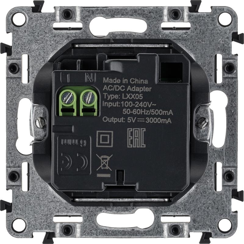 Valena LIFE Белый Зарядное устройство с 2-мя USB-разьемами тип А-тип С 240В/5В 3000мА С лицевой панелью — миниатюра 2