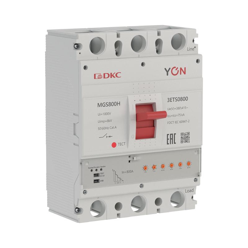 Авт. выкл. YON MGS800H 3P 320-800A 75kA с электронным расцепителем ETS | MGS800H-3ETS0800 | DKC — миниатюра 1
