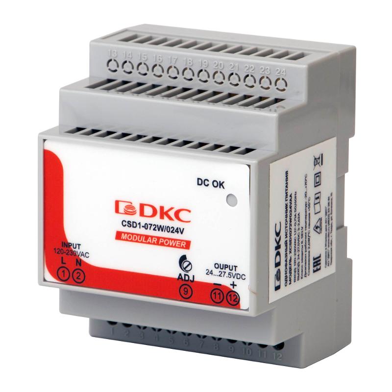 Источник питания "MODULAR POWER", однофазный, 72Вт, 3А, 24В | XCSD1072W024VAA | DKC — DKC (ДКС)