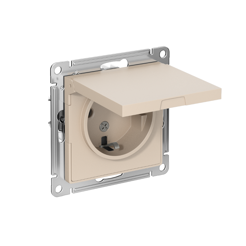 AtlasDesign Песочный Розетка с заземлением со шторками с крышкой, 16А, IP20, механизм | ATN001246 | SE — Systeme Electric