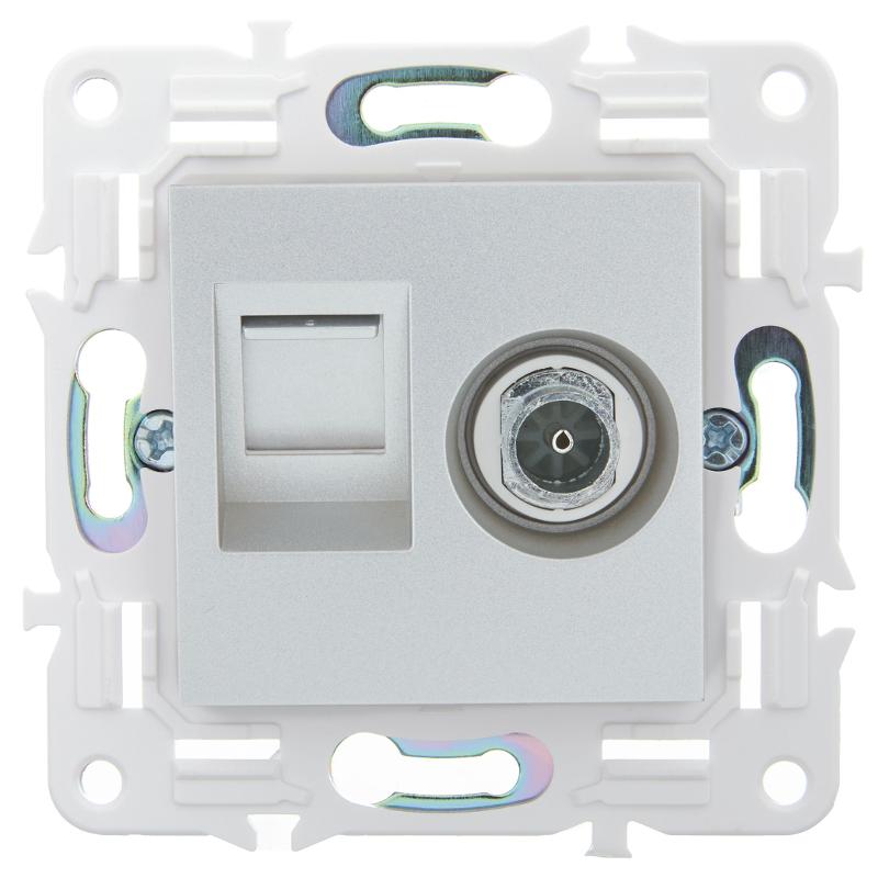 SKANDY Розетка двойная TV+RJ45 кат.6E SK-A15S серебряный | SK-AK20-2-K23 | IEK — миниатюра 2