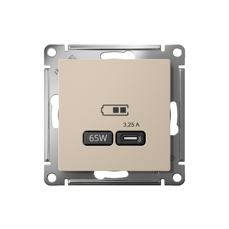 AtlasDesign Песочный USB Розетка тип-C 65Вт высокоскоростной заряд QC,PD, механизм | ATN001227 | SE — миниатюра 2