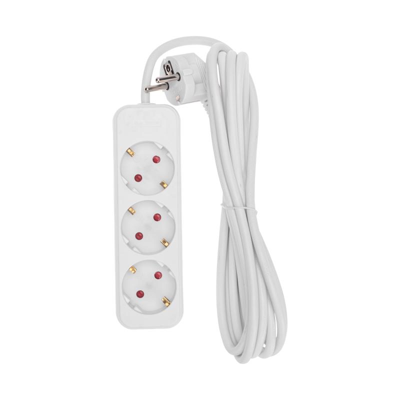 Удлинитель STANDARD 3 гнезда, 3м, 3х1,0мм², с/з, белый | 13-4010 | REXANT — REXANT