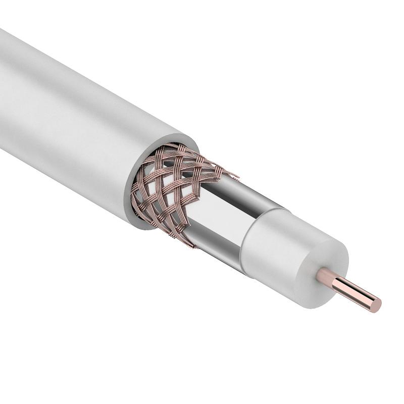 Кабель RG-6U+CU, (75%), 75 Ом, 100м., белый | 01-2223 | REXANT — миниатюра 1