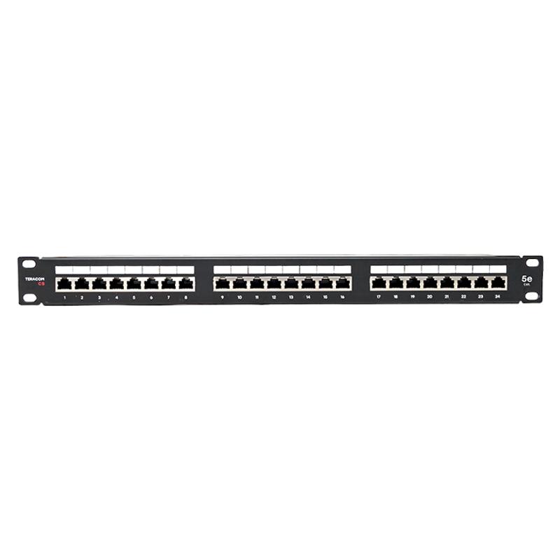Патч-панель TERACOM PRO 19'' Cat.5E 1U полный экран STP 24 порта RJ-45 Dual IDC с органайз.| TRP-PPNL-5ESTP-1U24 | EKF — миниатюра 2