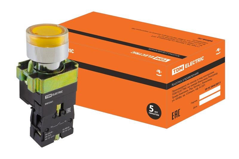 Кнопка BW3561 с подсветкой желтый 1з  | SQ0704-0056 | TDM — TDM ELECTRIC
