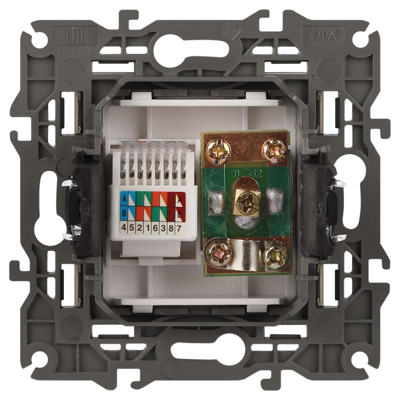 14-3110-04 Розетка RJ45+TV, IP20, шампань | Б0034317 | ЭРА — миниатюра 4
