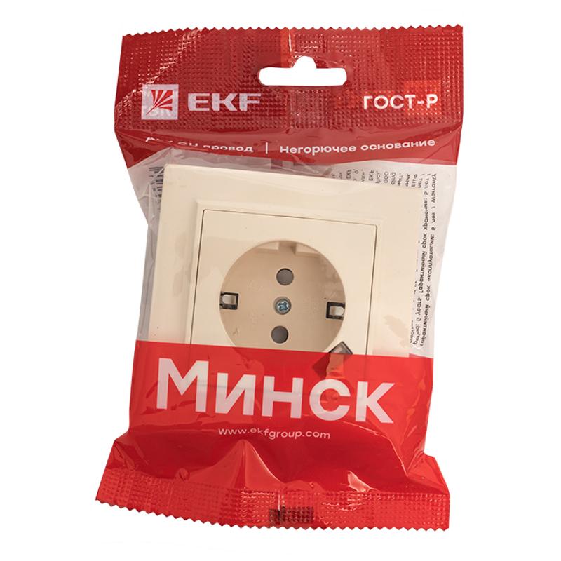 Розетка 1-местная СП с/з Минск 16А бежевая с защ. штор. с USB 1А EKF|ERR16-028-200-USB|EKF — миниатюра 7