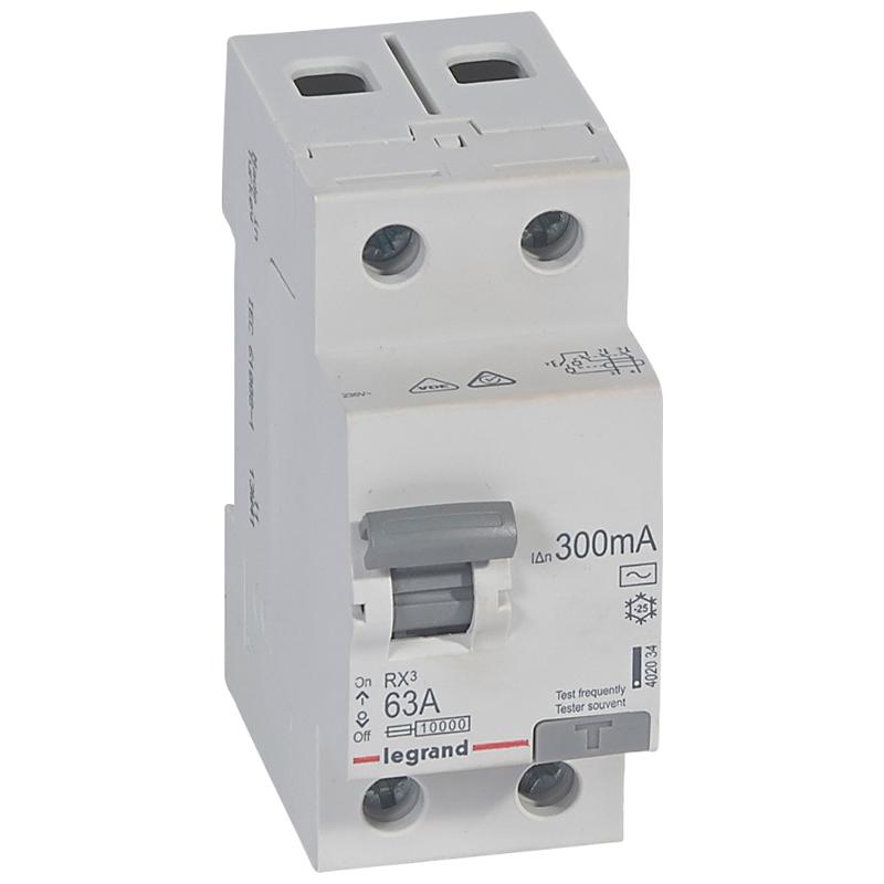 Выключатель дифференциальный (УЗО) RX3 2п 63А 300мА тип AC | 402034 | Legrand — Legrand