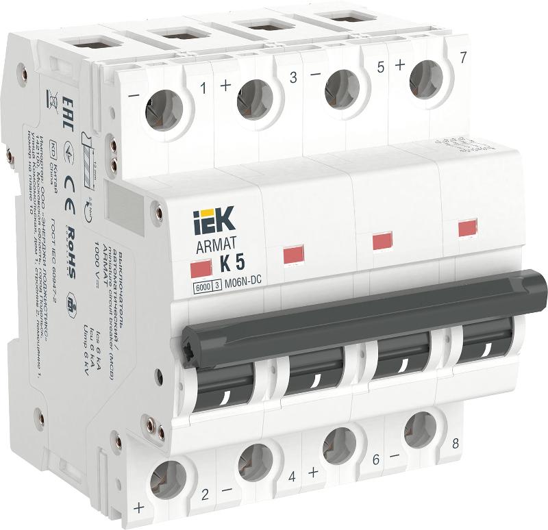 ARMAT Авт. выкл. M06N-DC 4P K 5А IEK | AR-M06N-4-K005DC | IEK — фото 1 | Sento
