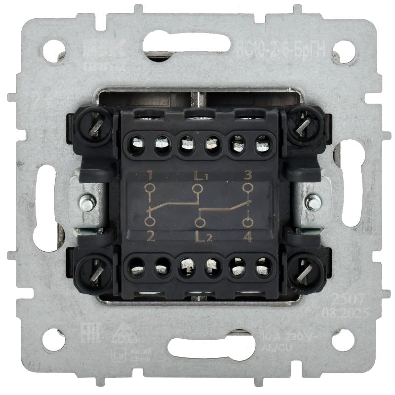BRITE Выключ. 2-кл. прох. 10А ВС10-2-6-БрГН мет х/н  | BR-V22-0-10-M-K23 | ИЭК — миниатюра 3