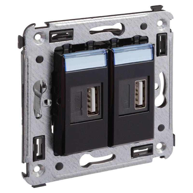 USB зарядное устройство в стену, "Avanti", "Черный квадрат" | 4402543 | DKC — миниатюра 6