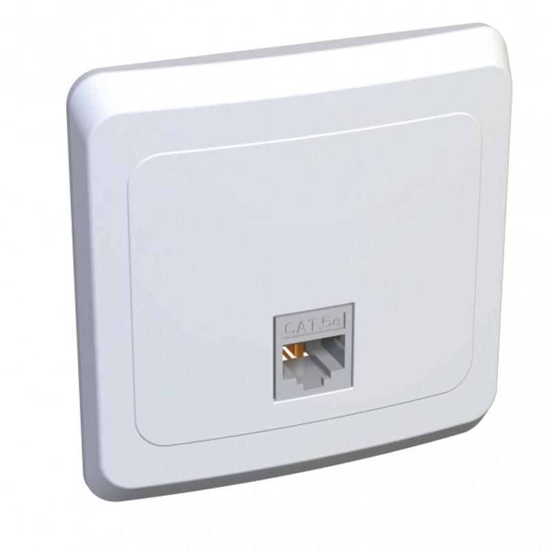 Этюд Белый С/У Розетка компьютерная 1-ая кат.5e (RJ45) | KOMC-001B | SE — миниатюра 5