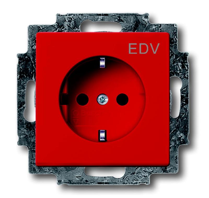 Розетка SCHUKO 16А 250В с маркировкой EDV, со шторками, серия solo/future, цвет красный | 2013-0-5325  | 2CKA002013A5325 | ABB — ABB