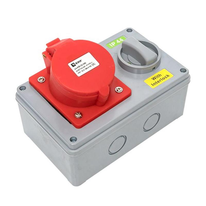 Розетка с блокировкой и выключателем 1425 3Р+РЕ+N 32А 380В IP44 EKF | ps-1425-32-380 | EKF — миниатюра 18