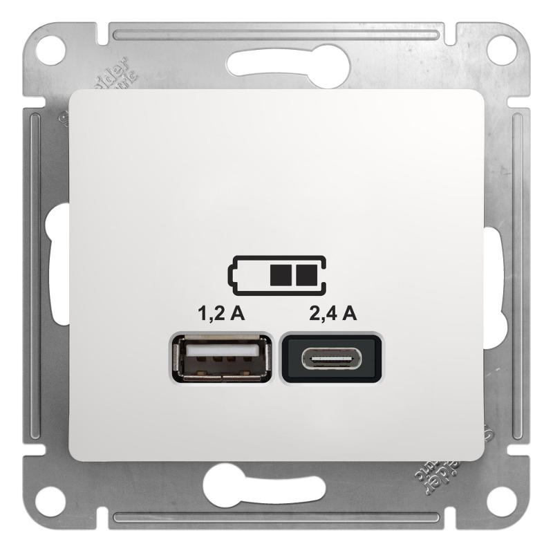 Glossa Белый USB Розетка A+С, 5В/2,4 А, 2х5В/1,2 А, механизм, | GSL000139 | SE — Systeme Electric