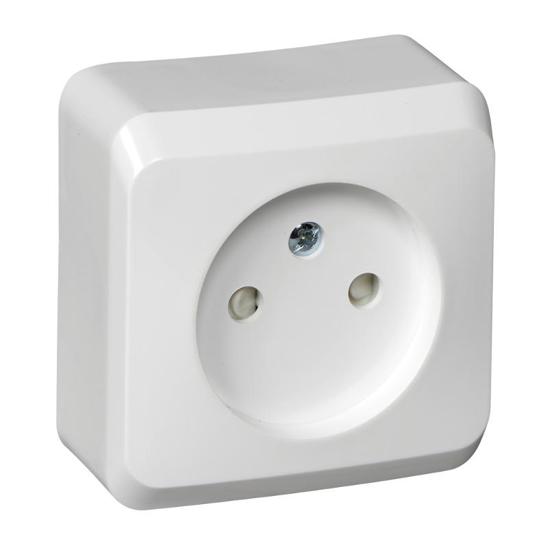 Этюд Белый О/У Розетка без заземления со шторками | PA16-002B | SE — Systeme Electric