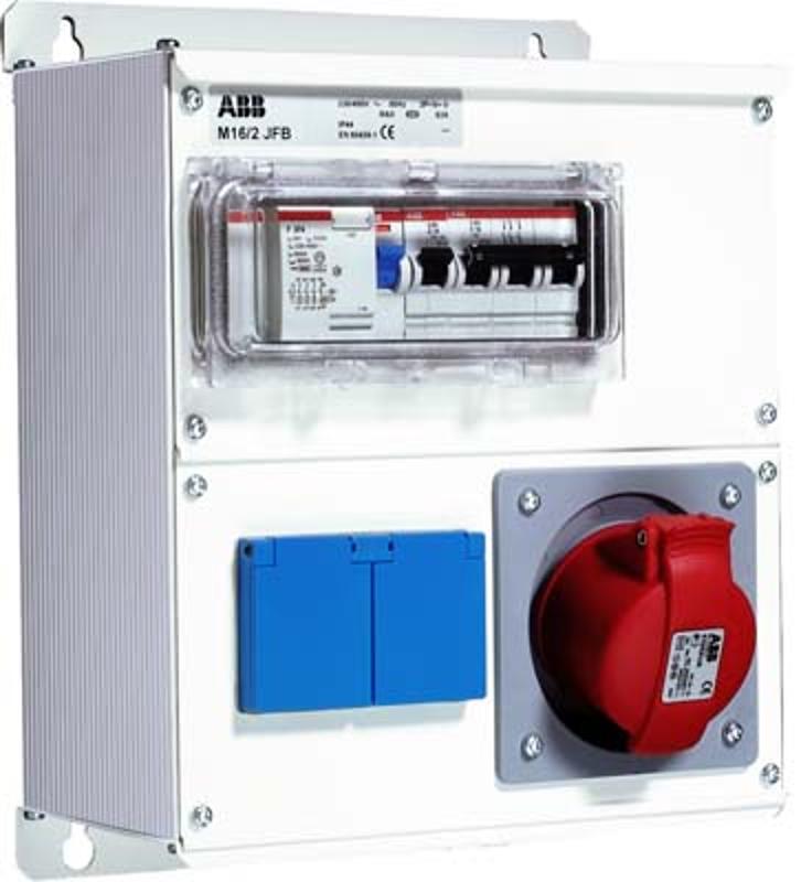 Бокс M16/2 JFB CTFL с розеткамии фланцами в сборе ,металл, IP44 | 2CMA100020R1000 | ABB — ABB