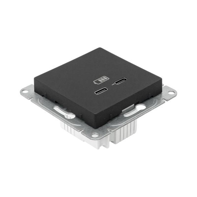 Механизм розетки USB-C - 2шт, чёрный Эпика EKF | UP1-SOB-2USBC | EKF — миниатюра 11