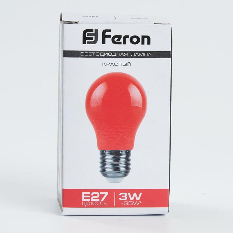 Лампа светодиодная для белт лайта LB-375 (3W) 230V E27 красный A50 | 25924 | FERON — миниатюра 4