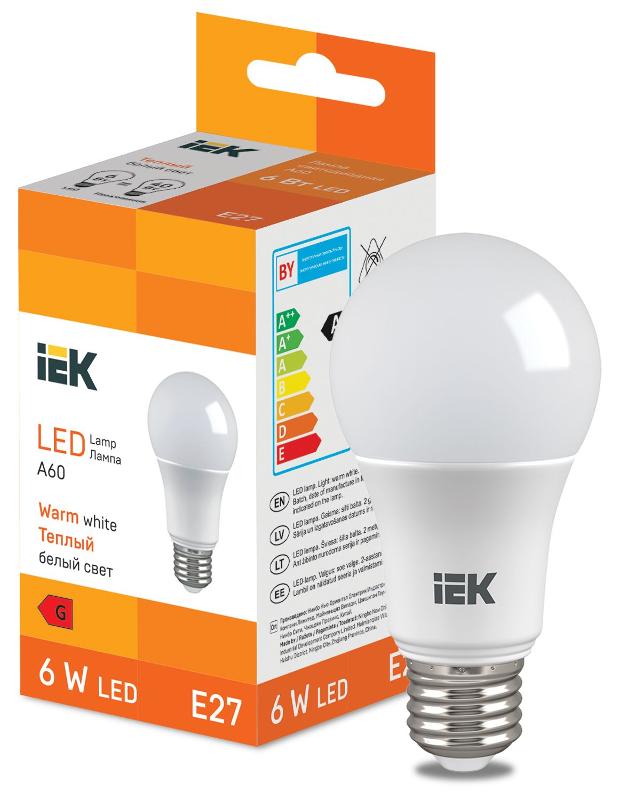 Лампа светодиодная Bulb A60 510lm 3000K E27 | LL-I-A60-6-230-30-E27 | IEK — IEK (ИЭК)