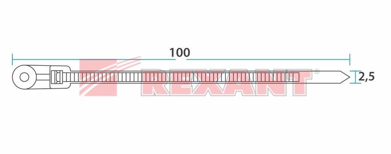 Хомут-стяжкa нейлоновая под винт 100x3,6 мм, черная, упаковка 100 шт. | 07-0105 | REXANT — миниатюра 2