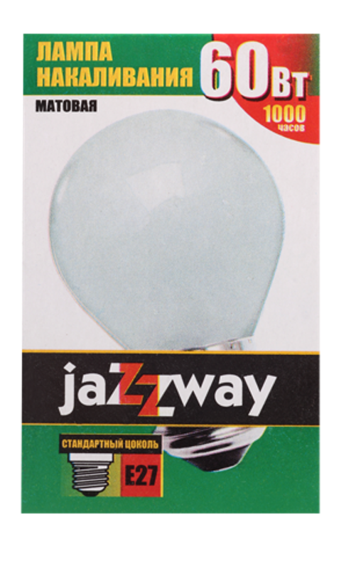 Лампа накаливания ЛОН  60Вт Е27 240В P45 clear | 3320287 | Jazzway — миниатюра 2