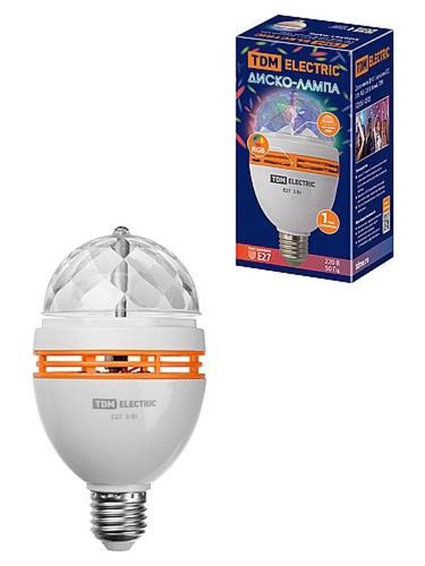 Диско-лампа ДЛ-01 с цоколем Е27, 3 Вт, RGB, 220 В, белый, | SQ0361-0500 | TDM — TDM ELECTRIC