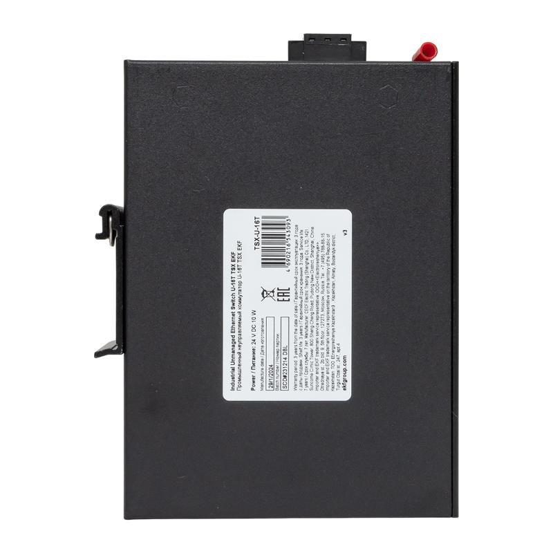 Промышленный неуправляемый коммутатор U-16T, 16 портов 10/100Base-T(X) RJ45, монтаж на динрейку TSX |TSX-U-16T|EKF — миниатюра 12