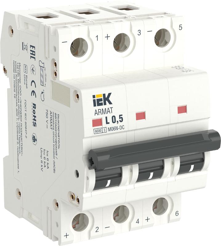 ARMAT Авт. выкл. M06N-DC 3P Z 6А IEK | AR-M06N-3-Z006DC | IEK — фото 1 | Sento