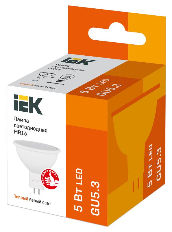 Лампа светодиодная LED 5Вт GU5.3 220В 3000К MR16 софит | LLE-MR16-5-230-30-GU5 | IEK — миниатюра 2