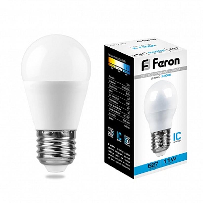 Лампа светодиодная LB-750 (11W) 230V E27 6400K G45 | 25951 | FERON — миниатюра 1