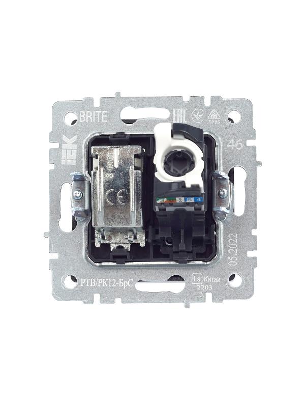 BRITE Розетка двойная TV+RJ45 кат.5E РТВ/РК12-БрС сталь | BR-AK20-1-K46 | IEK — миниатюра 5