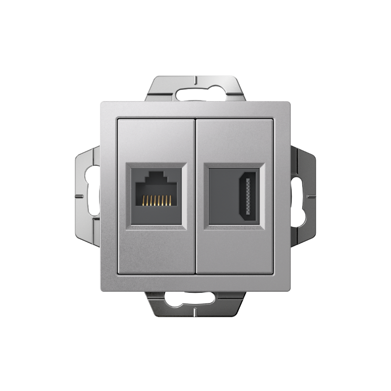 AtlasDesign Алюминий Розетка 2-ая HDMI+RJ45, кат.5Е, механизм | ATN000382 | SE — миниатюра 2