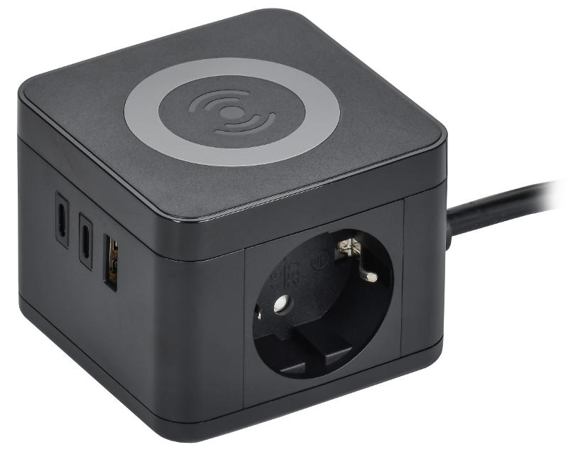 DOMINIC Удлинитель Qi10Вт У02К 1,3м 3х1мм2 USB A+C чер | DN-YP31-16-02-01-ZKU-K02 | IEK — миниатюра 1
