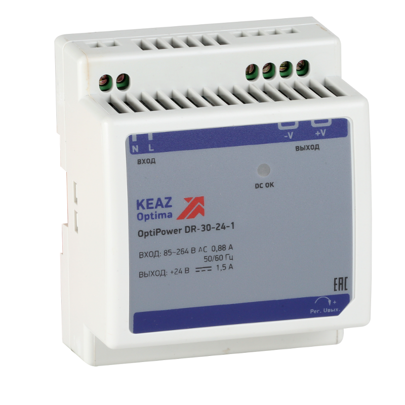 Блок питания OptiPower DR-30-24-1 | 284544 | КЭАЗ — КЭАЗ (Курский электроаппаратный завод)