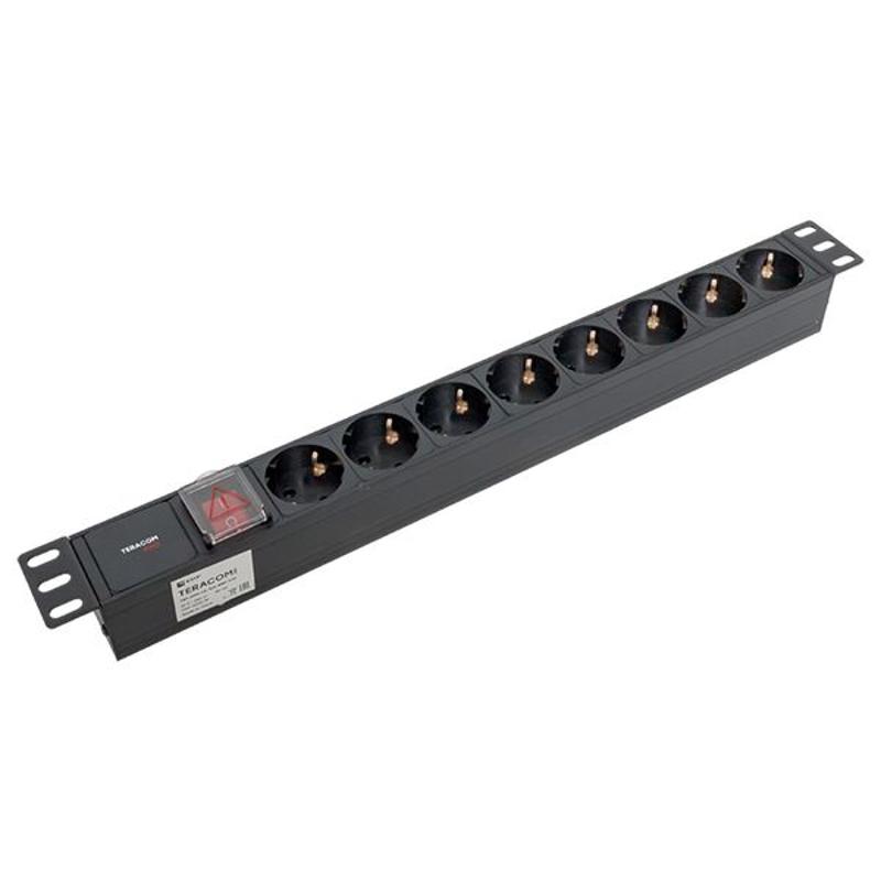 Блок розеток PDU TERACOM PRO 19" 1U 10А/250В 8 розеток Schuko с выключателем разъем C14 | TRP-HPD-LS-10A-8SH-C14 | EKF — миниатюра 17